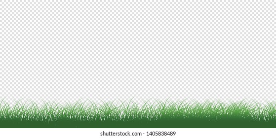 Green Grass Border. vector pattern. Spring or summer plant field lawn, Isolated on Transparent Background. Illustration - Vector