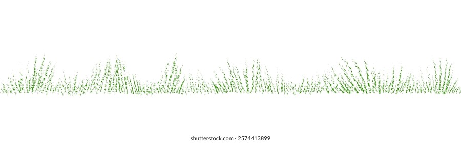 Green grass border. Vector seamless patern. Pencil hand drawn texture sketch. Wild field scribble illustration on a transparent background. Children doodle