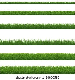 Green Grass Border And White Background, Vector Illustration