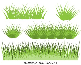 Green grass borders isolated on white background