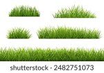 Green Grass Borders Set Isolated White Background With Gradient Mesh, Vector Illustratio