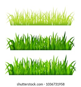 Green grass borders set isolated on white background vector