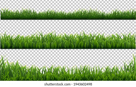 Green Grass Borders Set With Transparent Background, Vector Illustration