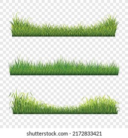 Green Grass Borders Set, Vector Illustration