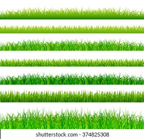 Green grass borders set vector