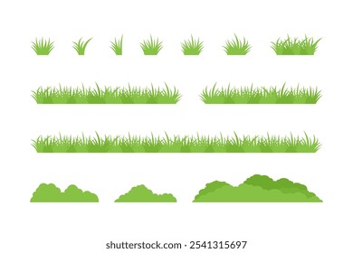 coleção de vetores de grama verde, grama de jardim ou parque