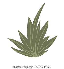 Ilustración vectorial de arbusto de hierba verde, planta de prado estilizada dibujada a mano aislada sobre fondo blanco.