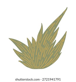 Ilustración vectorial de arbusto de hierba verde, planta de prado estilizada dibujada a mano aislada sobre fondo blanco.