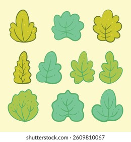 Green Grass Bushes Flat Design Cartoon Illustration