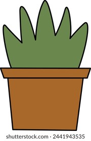 hierba verde. cactus con maceta. desierto. Plano, estilo Cartoon. cactus con picaduras. Vector e ilustración.