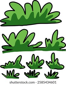 Green grass cartoon drawn illustration clipart