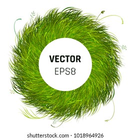 Green Grass Circle Background. Eco Home Concept. 3d Vector Illustration