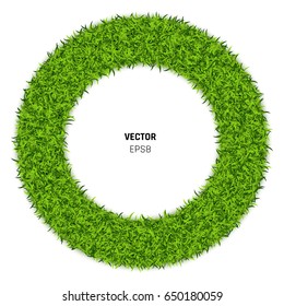 Green Grass Circle Background. Eco Home Concept. 3d Vector Illustration