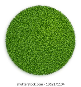 Green Grass Circle Field Isolated On White Background