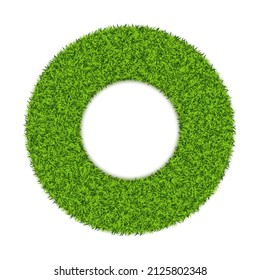 Green Grass Circle Frame Background. Grassy Round Border, Lawn Ring, Eco Grass Frame Concept, 3d Vector Illustration