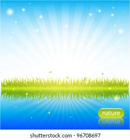 green grass with clean water vector