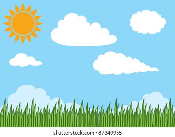 Green Grass And Clouds