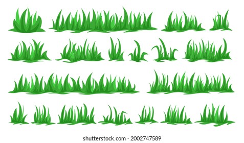 Colección de hierba verde. conjunto de elementos de diseño horizontal.