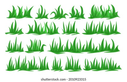 Colección de hierba verde. conjunto de elementos de diseño horizontal.