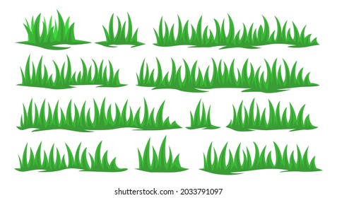 Grüne Grassammlung. Landschaftsdesign-Element-Set.