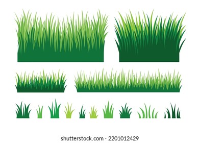 Green grass collection. landscape design element set. Vector illustration