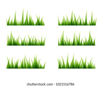 Green grass decorative elements. Horizontal borders