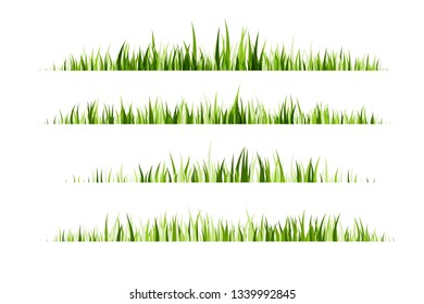 Green grass dividers. Vector decoration elements.