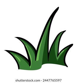 Green Grass Doodle Icon. Single Cartoon Color Illustration