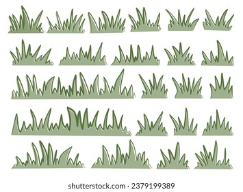 green grass. doodle grass illustration. grass outline illustration. set of handrawn grass.