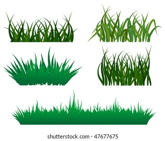 Green grass elements for design and decorate. Jpeg version is also available