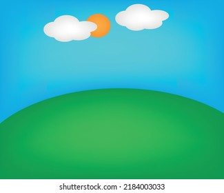 Campo de hierba verde y fondo de paisaje de cielo azul