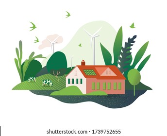 Green grass field on small hills. Rural landscapes landscape panorama of rural pastures. Meadow, lye, lye, pastures, meadows, Forests, pastures, farm. Template for banners and posters