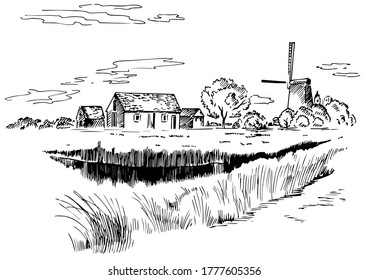 Grünes Grasfeld auf kleinen Hügeln. Weide, Alkali, Lye, Grasland, Pommel, Lea, Weide, Bauernhof. Landschaftliches Panorama auf die Landschaft der Weiden. Vektorgrafik