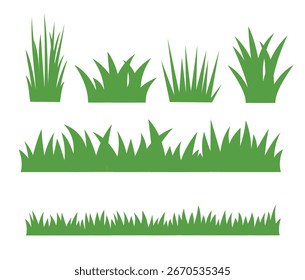 Grünes Gras Feld Silhouette Vektor Design Elemente