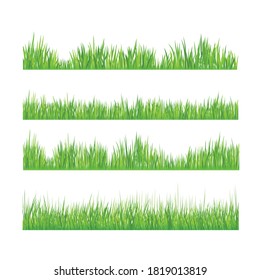 green grass flat horizontal banners set