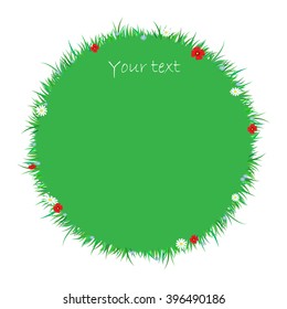 Green grass and flowers banners, vector illustration.