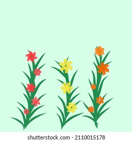 green grass and flowers vector