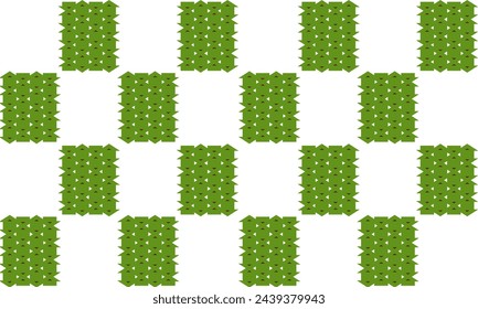 green grass font, green plaid texture, set of green seamless print patterns, chessboard repeat checkerboard pattern design for fabric printing or vintage wallpaper or retro background, diamond pattern