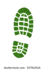 Green grass footprint boot, vector illustration.