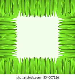 Green grass frame border square element for your design. EPS10 vector.