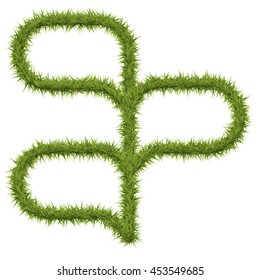 Green grass frame with copy space on white background. Vector illustration grass field.