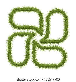 Green grass frame with copy space on white background. Vector illustration grass field.