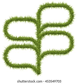 Green grass frame with copy space on white background. Vector illustration grass field.