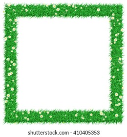Green grass frame design. Fresh summer frame design. Vector illustration.
