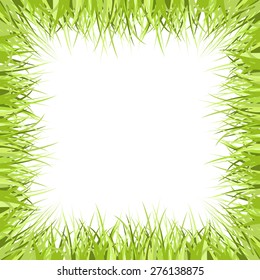Green grass frame isolated on white. Vector illustration.