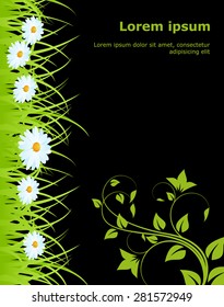 Green grass frame isolated on black. Vector illustration.