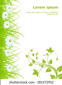 Green grass frame isolated on black. Vector illustration.