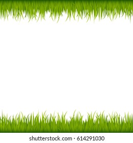 Green grass frame isolated on white background. Vector illustration