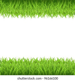 Green Grass Frame, Isolated On White Background, Vector Background