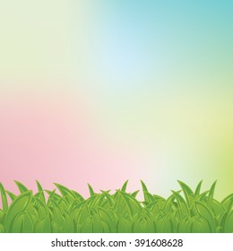 Green grass frame on pastel background, bush wallpaper vector